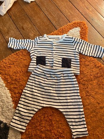 Ensemble marinière Petit Bateau 3 mois