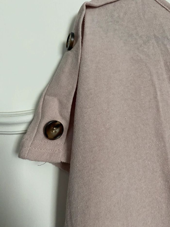 Tee shirt beige rosé à boutons taille XL - photo numéro 2