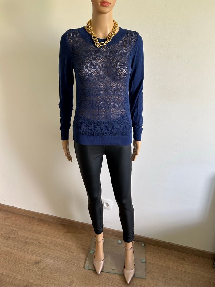 Pull bleu avec dentelle Mexx taille XS TBE - photo numéro 3