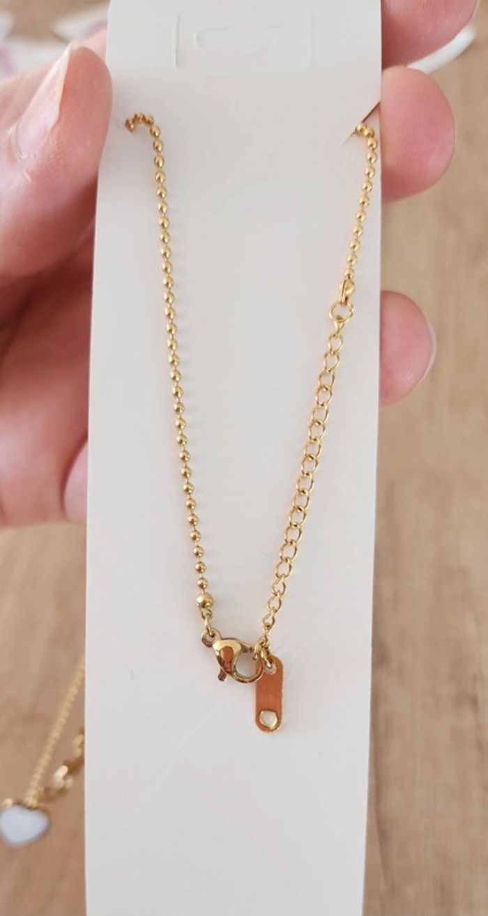 Collier fantaisie réglable doré cœur et étoiles - photo numéro 3