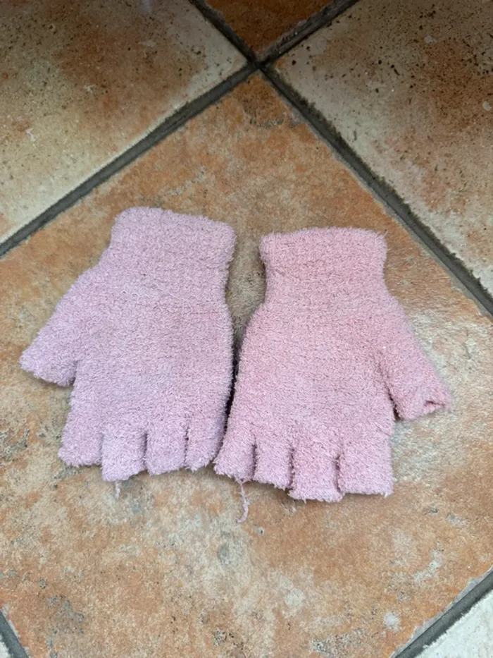 Mitaines moufles vieux rose taille unique - photo numéro 2