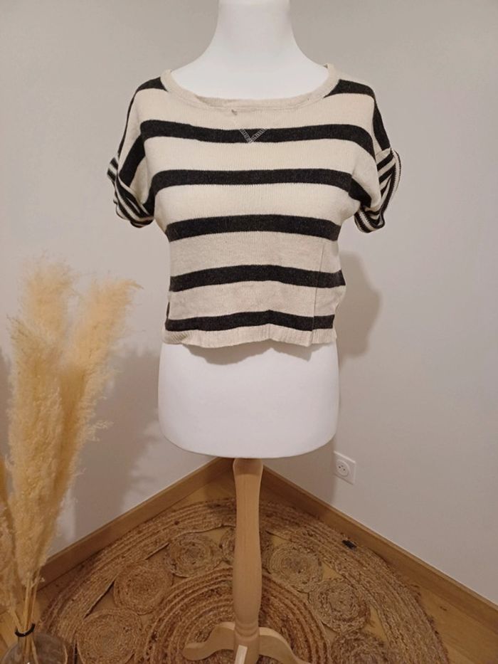 Pull rayé à manches courtes Pimkie taille M 38