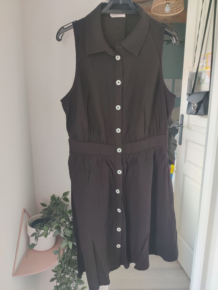 Robe noire en lin Cache Cache Taille 38 proche neuve - photo numéro 6