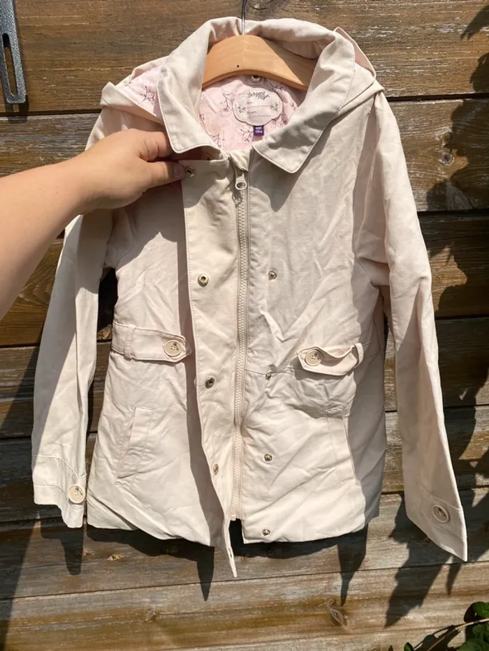 Veste imperméable trench beige rose fille sergent major 8 ans manteau coat parka - photo numéro 4