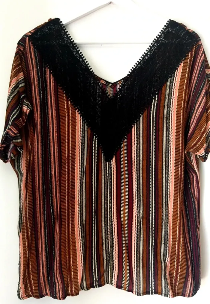 Blouse dos en V dentelé - photo numéro 3