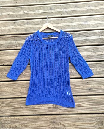 Tunique mi-longue bleu marine à mailles – Taille M/L – Très bon état