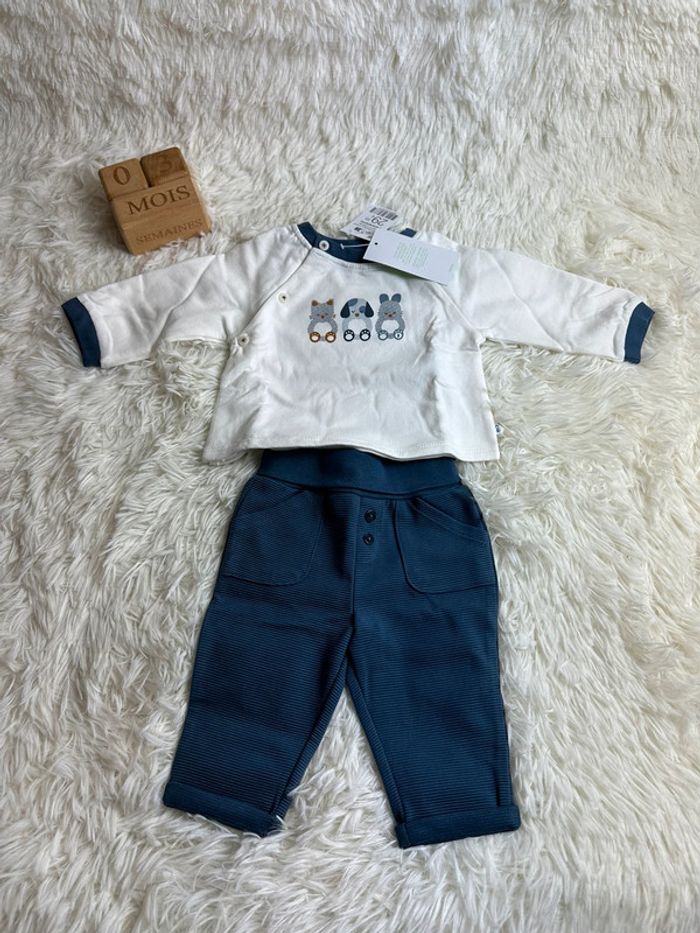 Ensemble bébé pull et pantalon obaibi taille 3 mois