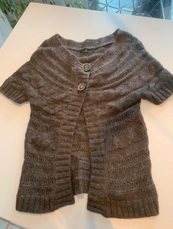 Gilet femme laine mohair taupe femme