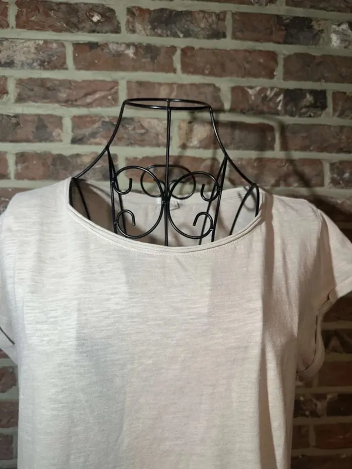 T-shirt beige Esprit uni Taille US: M , F : L - photo numéro 4