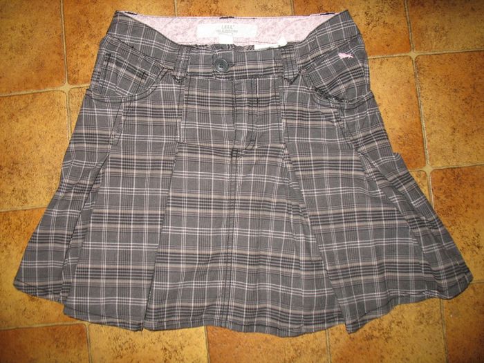 JUPE COURTE ÉCOSSAISE GRISE ET ROSE FILLE "H&M" - 16 ANS - n°01