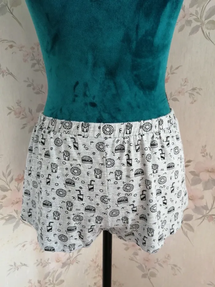 Short de pyjama gris à motifs fast food / undiz / (TU) - photo numéro 2