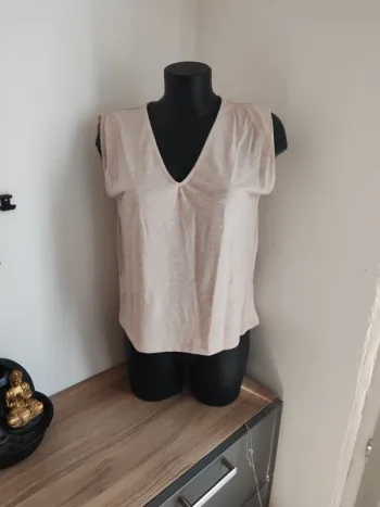 T shirt camaïeu rose clair effet pailleté