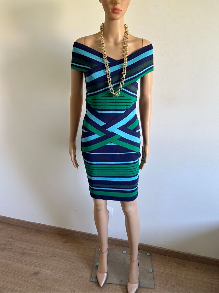 Robe rayée avec épaules dénudées Morgan taille S comme neuve - photo numéro 3