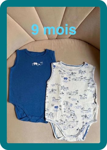 Lot de 2 bodies sans manches 9 mois thème Éléphants - Carrement Beau