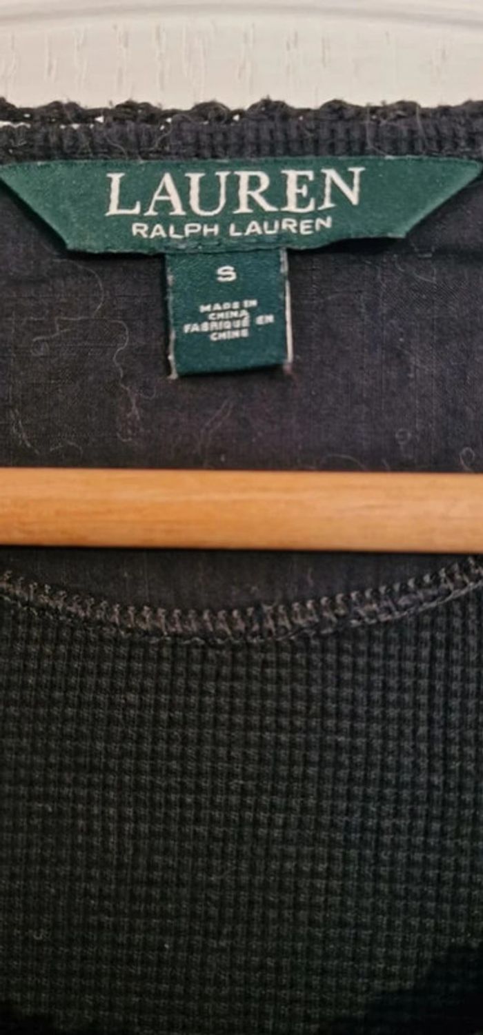 Robe mi longue noir en coton nid d'abeille Ralph Lauren taille S - photo numéro 6