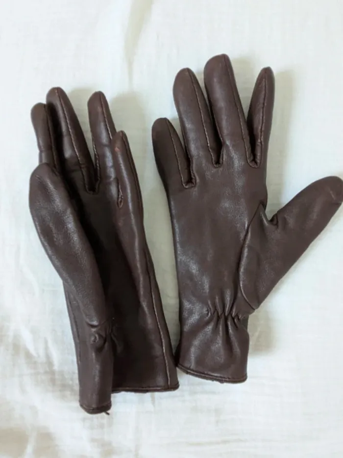 Gants simili cuir marron/chocolat - photo numéro 2