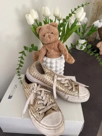 Baskets basses tressées dorées femme 37,5