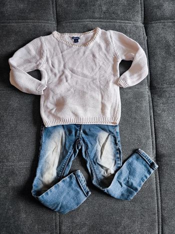 Ensemble adorable pour enfant pull et jeans fille 3 ans