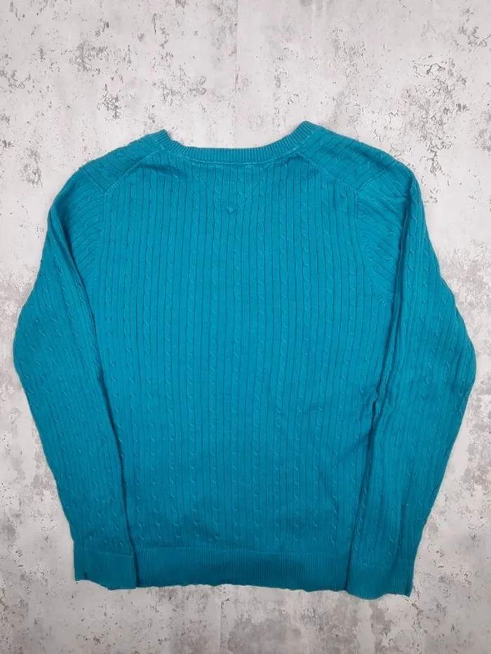 Pull torsadé col V Tommy Hilfiger bleu turquoise, XL Femmes - photo numéro 4