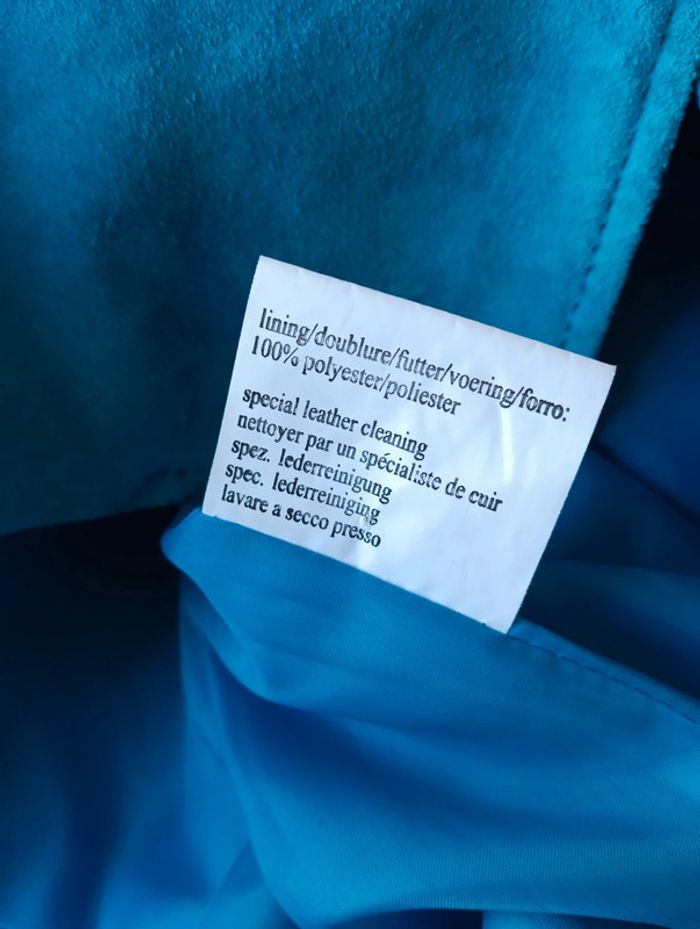 Magnifique Veste en cuir turquoise taille 42 - photo numéro 5
