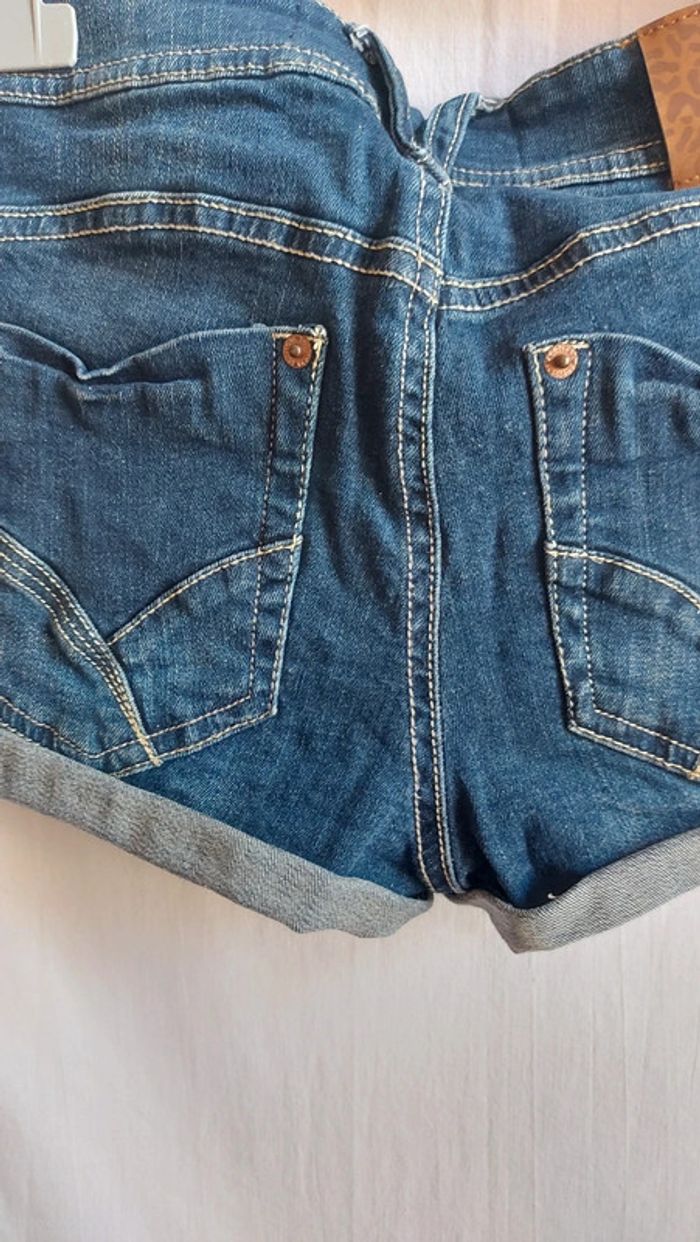 Short en jeans bleu marine - court / coolcat taille S - photo numéro 5
