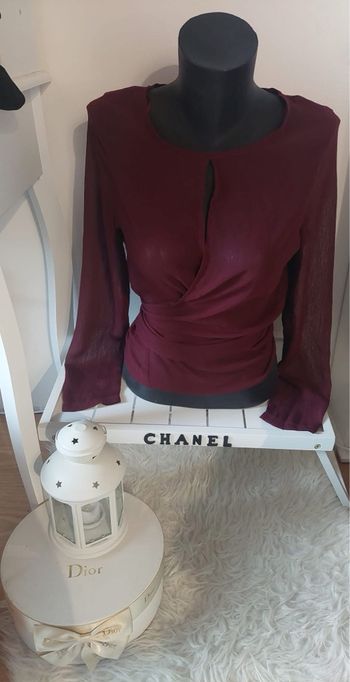 Blouse légère fluide transparente bordeaux Missguided T.36 TBE 🍷
