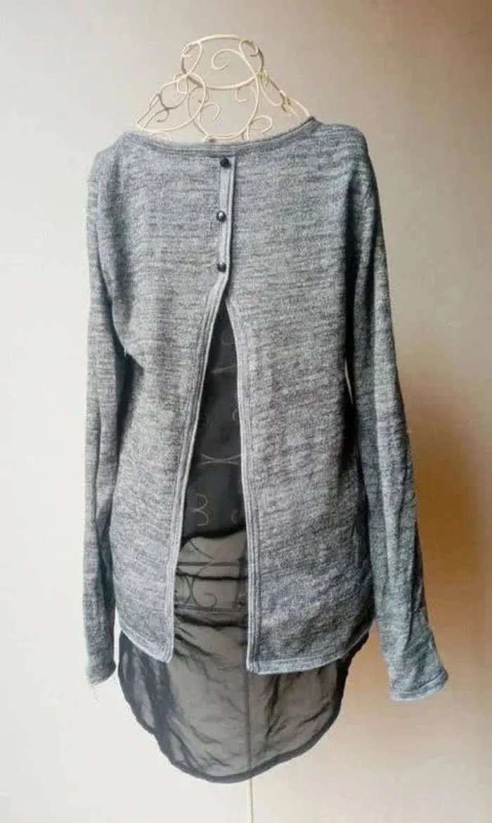 Blouse manches longues grise et noire 36 S Kiabi - photo numéro 2