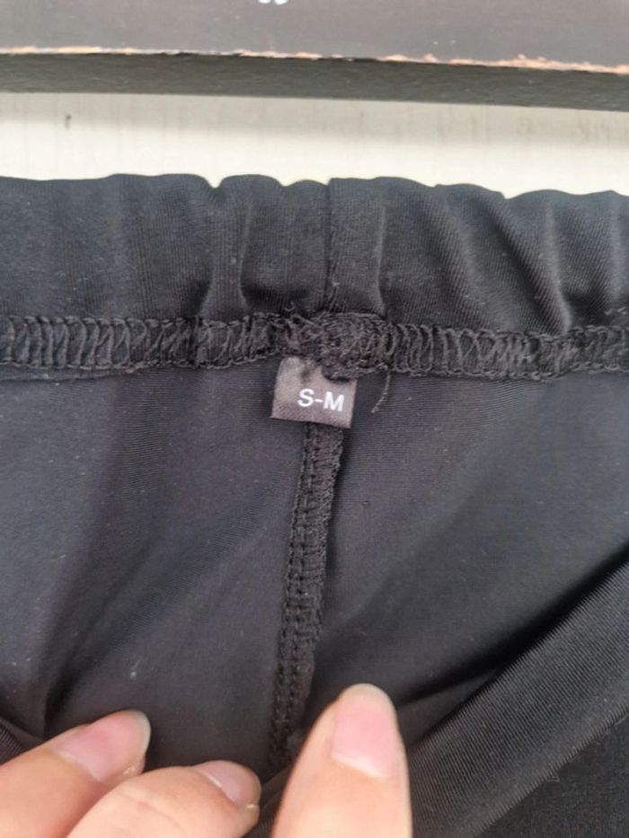 Leggings noir avec détails en simili cuir femme taille S/36 - photo numéro 5