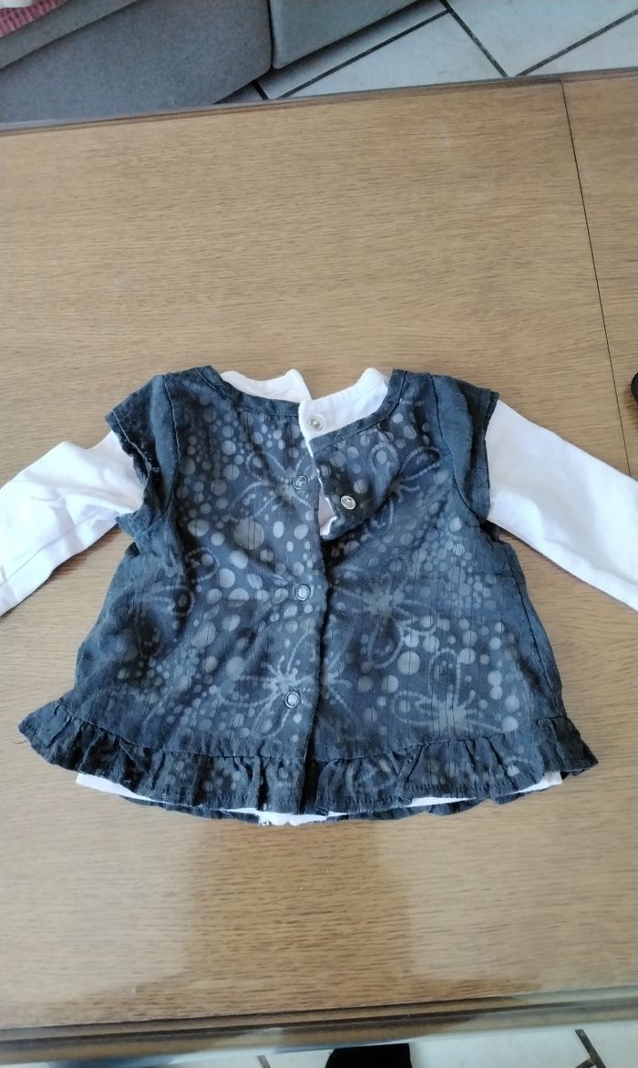 Chemise manches longues , Sucre D'orge , rose et gris , 1Mois