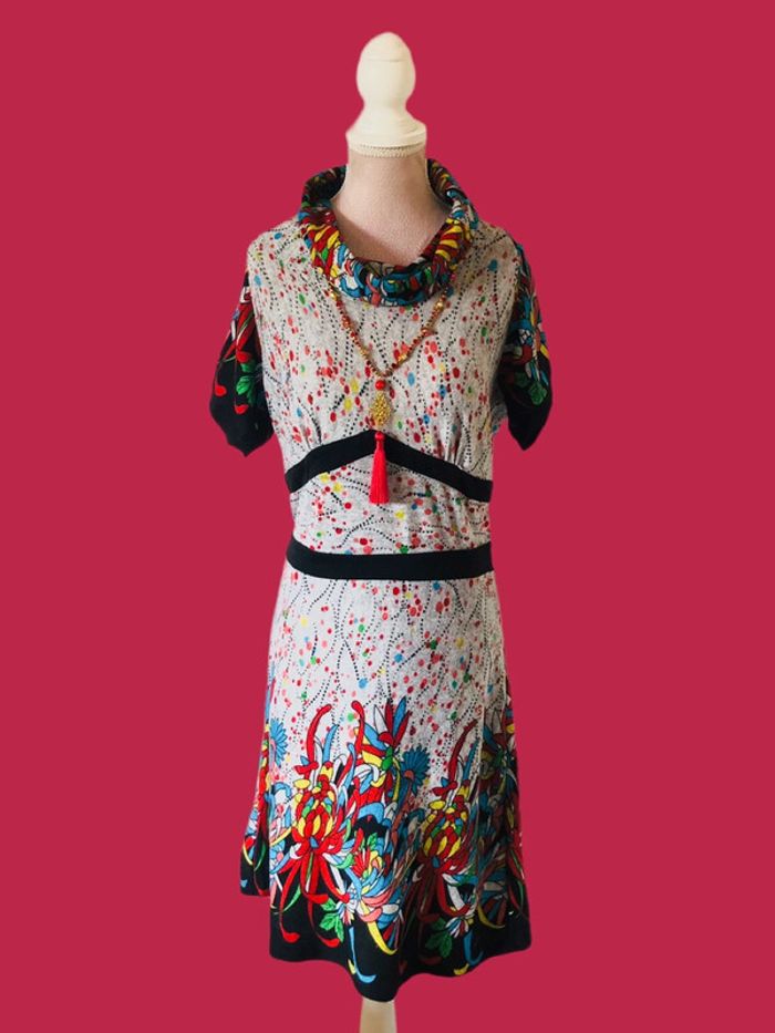 🩶🌹Robe d’automne gris multicolore Smash original multicolor dress🌹🩶 - photo numéro 3