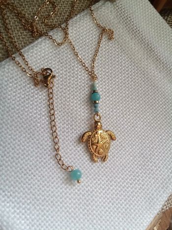Collier tortue pierres d' amazonite naturelle