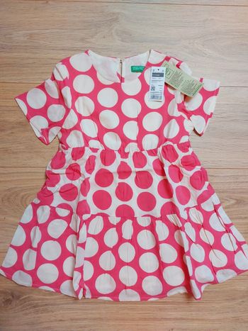 Robe manches courtes à pois Benetton 3-4 ans