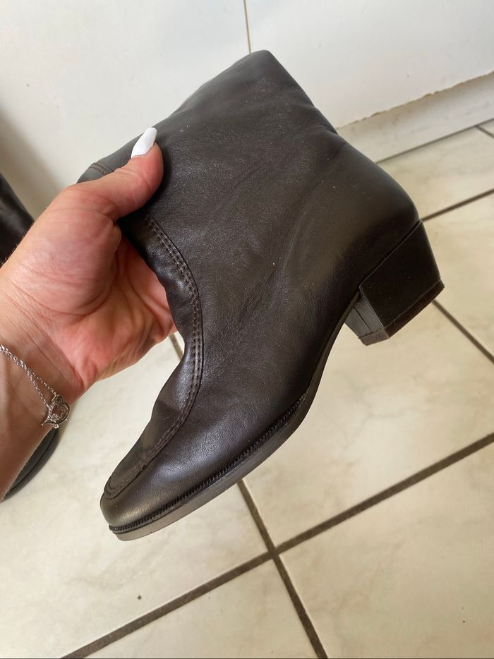 Bottes fourrées en cuir marron - photo numéro 2