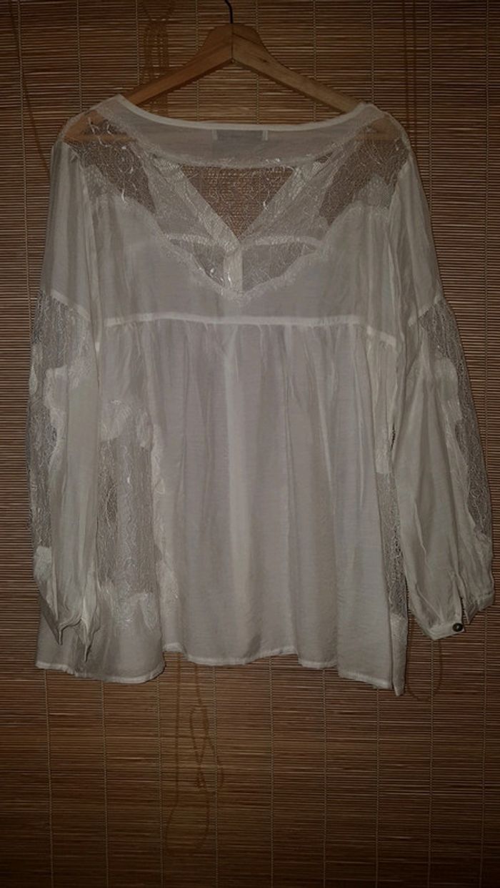 Chemisier dentelle 35% soie & 65% coton taille L T40 - photo numéro 2