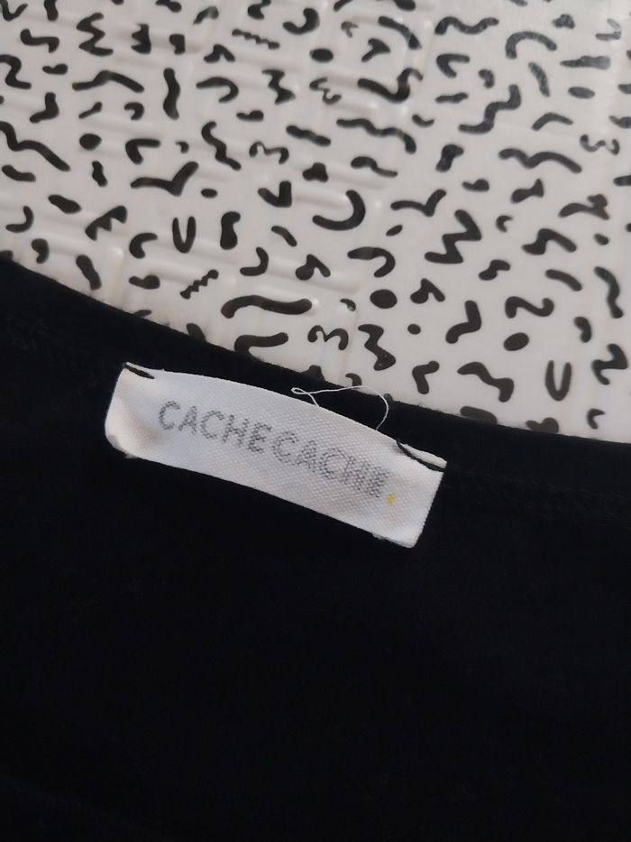 t-shirt noir cache cache perlé épaules – taille 36/38 - photo numéro 6