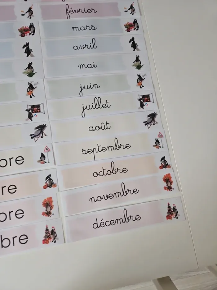 Lot d'affichage Mois de l'année Loup aimantés - photo numéro 4