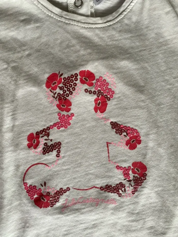Tee-shirt blanc manche courte volant sequin fille 3 ans LuluCastagnette - photo numéro 2