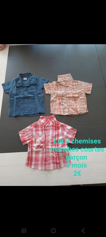 Lot 3 chemises manches courtes garçon 3 mois