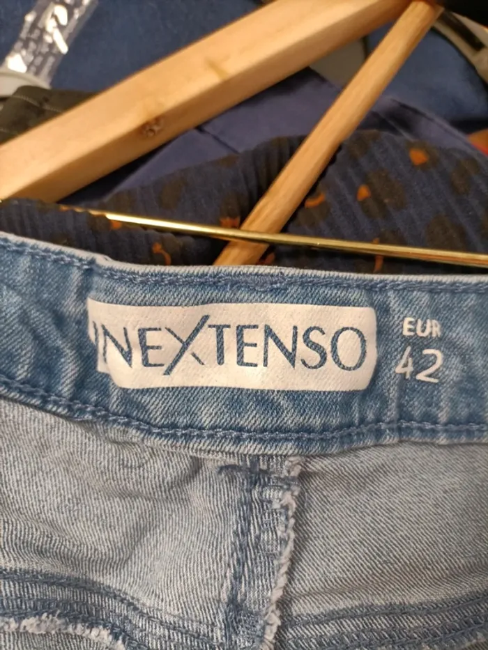 Short en jean bleu clair délavé taille haute Inextenso taille 42 A856 - photo numéro 9