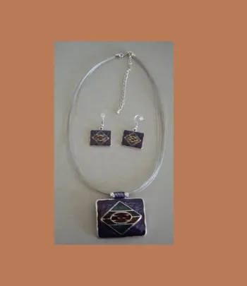 Parure collier pendentif boucles d'oreilles