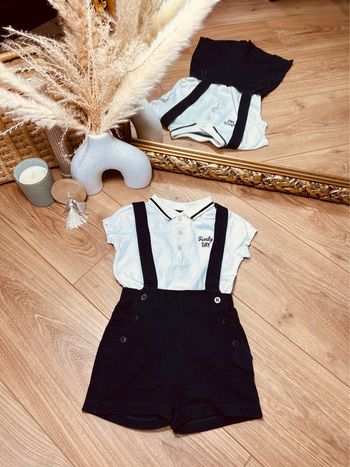 Taille 18 mois ensemble 2p garçon kiabi blanc bleu marine * family day * 💙
