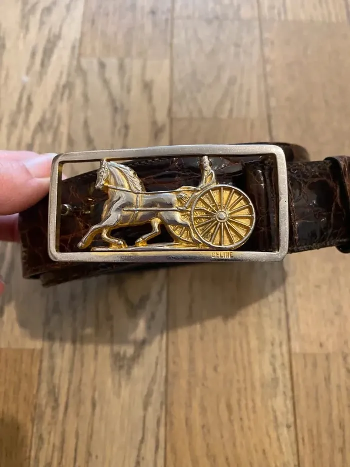 Ceinture en cuir python bordeaux Celine Triomphe vintage taille 80 - photo numéro 3