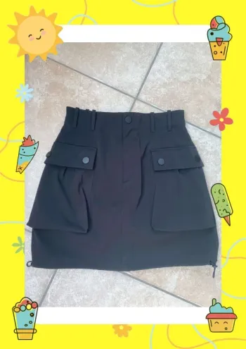 Mini jupe taille haute noire avec poches XS 34 Zara