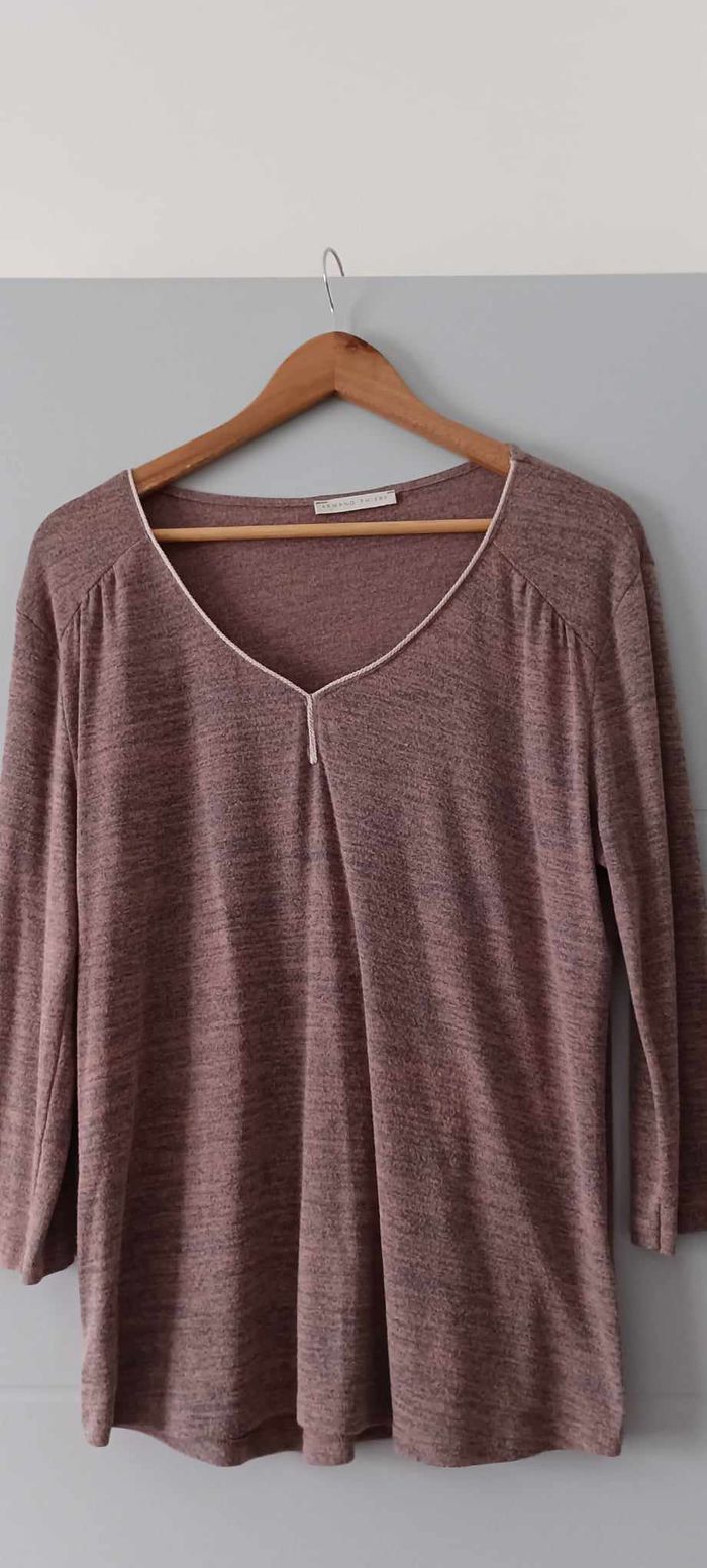 T-shirt rose chiné manches 3/4 col V Armand Thiery Taille 5