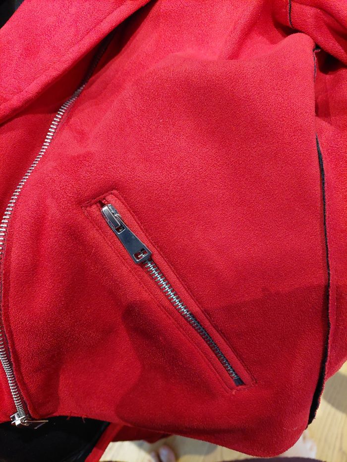 blouson suédine rouge - photo numéro 4