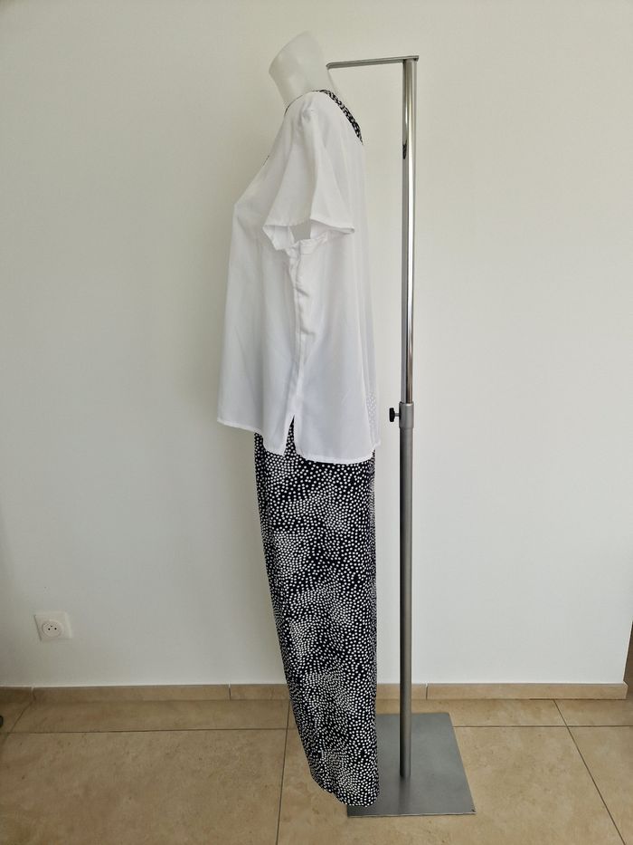 Ensemble blanc et bleu marine à pois blanc - photo numéro 3