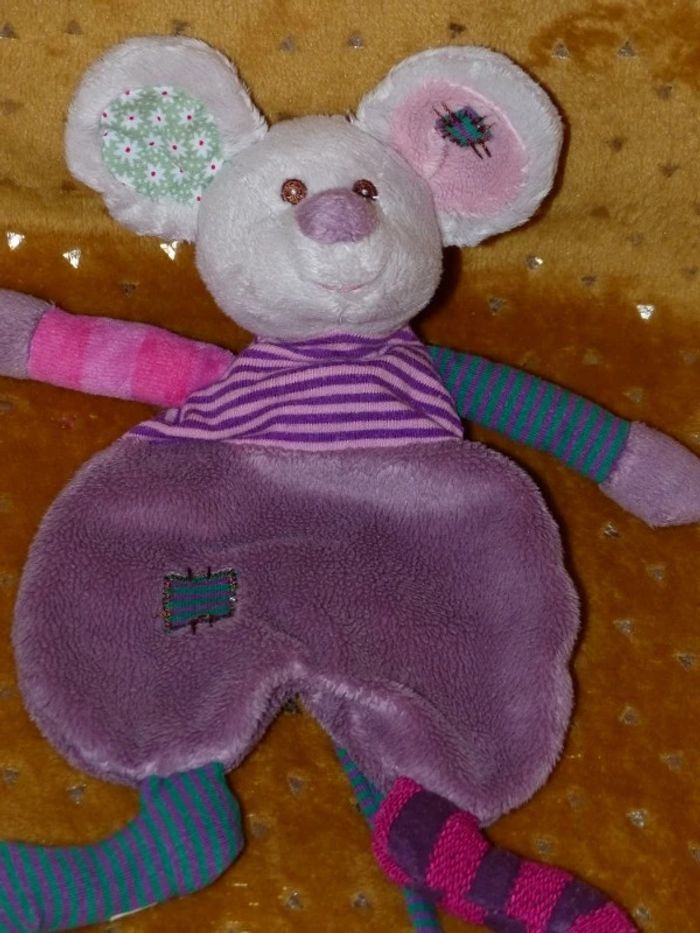 Doudou plat souris rose Bukowski 🐭tbe - photo numéro 2