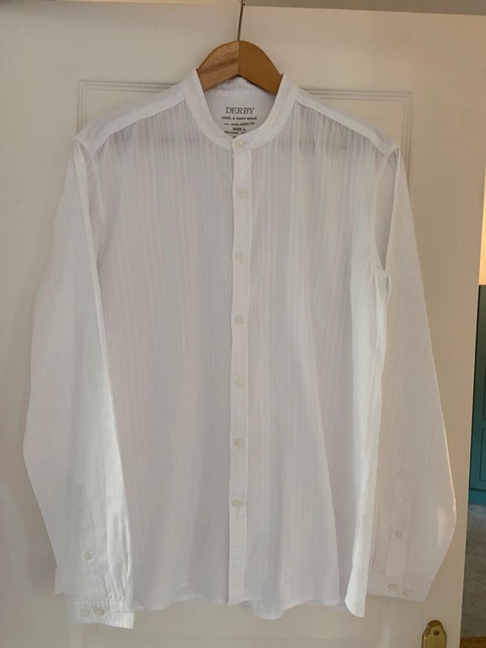 Chemise blanche col Mao coton Derby taille L - photo numéro 5