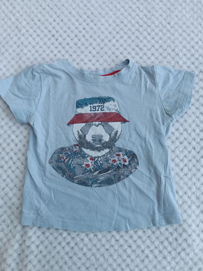 🔸 T-shirt Bleu Clair Panda – In Extenso 2 Ans 🔸