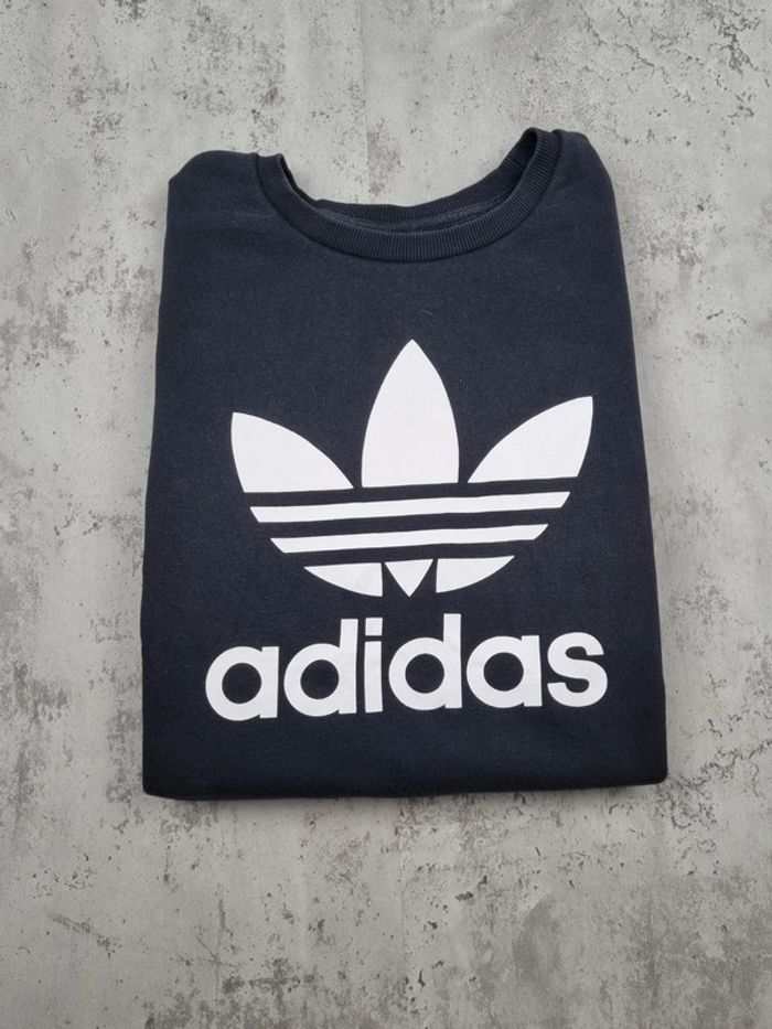 Sweat noir Adidas Trefoil – Taille XS Femme (mesures en photos) - photo numéro 2